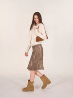 Vintage Washed Leopard Print Mermaid Skirt