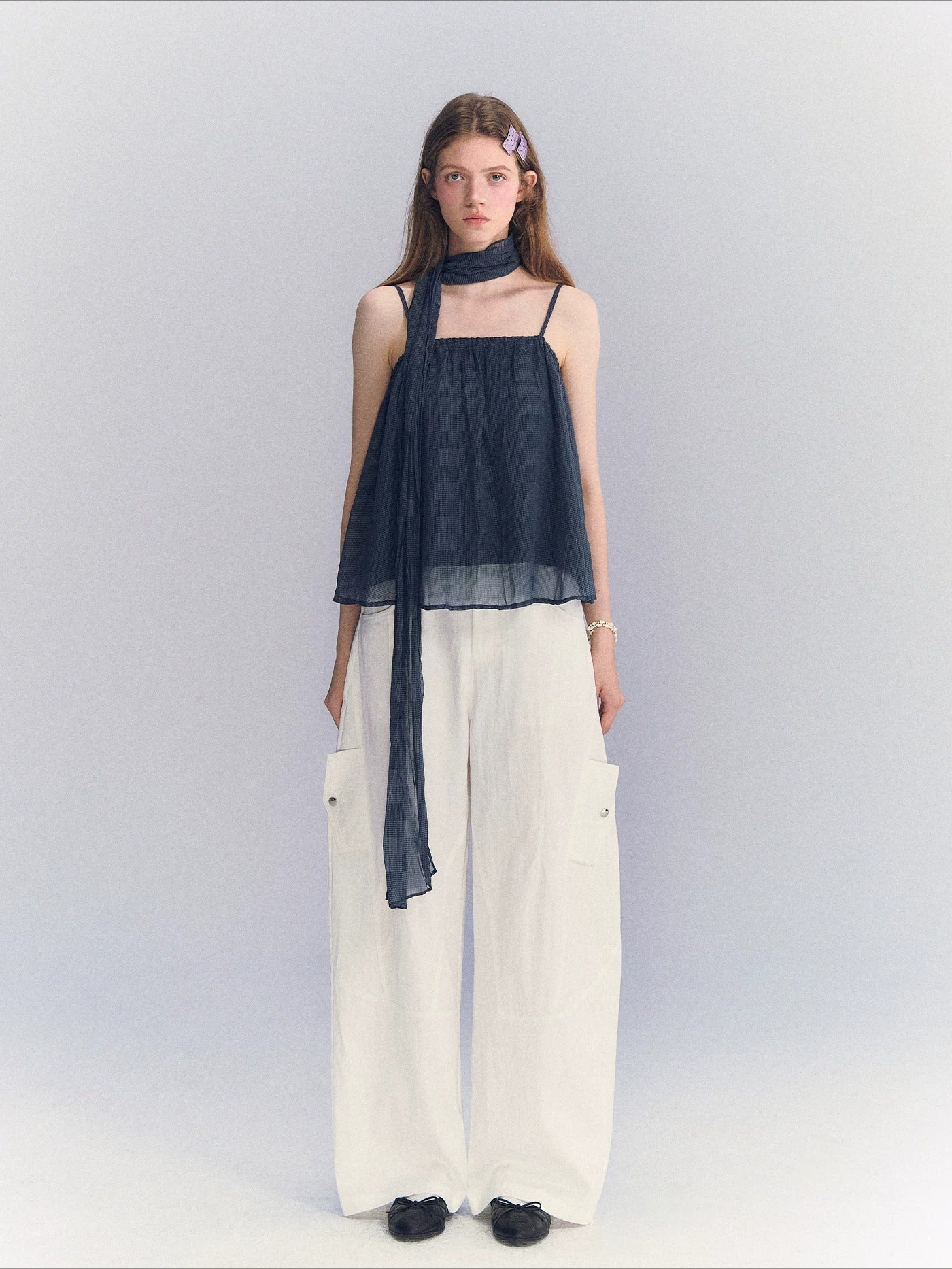 Plaid Chiffon Camisole Top