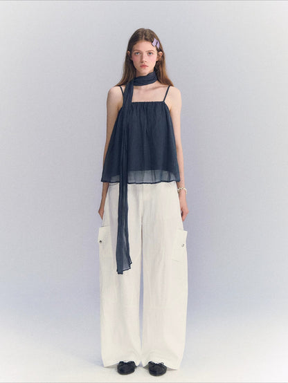 Plaid Chiffon Camisole Top