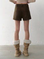 High-Waisted Wool Blend Shorts