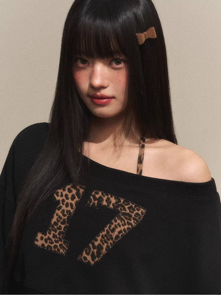 Leopard Strap Asymmetrical Two-Piece Top