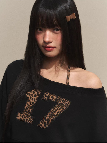 Leopard Strap Asymmetrical Two-Piece Top