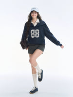 Vintage Lace Collar Embroidered Sweatshirt