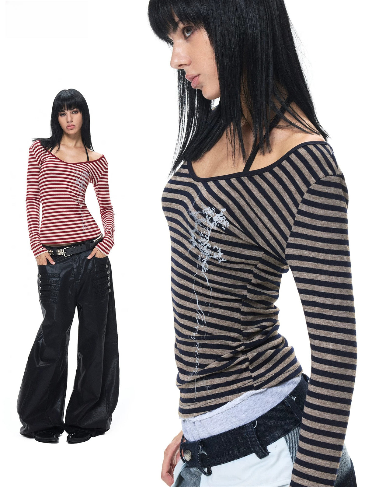 Vine Print Crew Neck Top