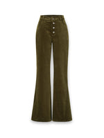 High-Waist Slim Fit Corduroy Pants