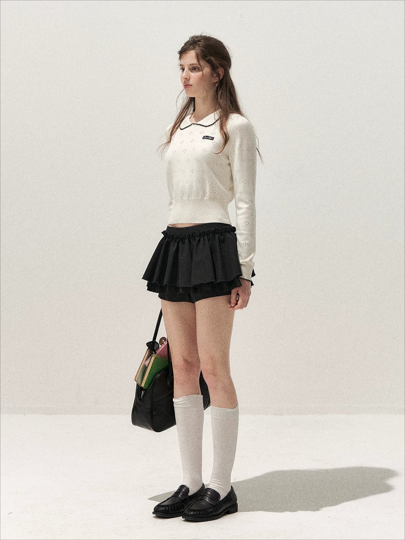 Floral Openwork Peter Pan Sweater
