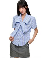 Crystal Bow Stripe Slim Shirt