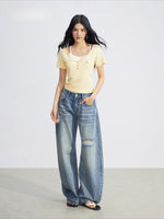 Layered Contrast Collar Tee