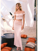 One-shoulder Fishbone Top & Skirt Set