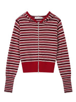 Striped Hooded Cardigan Bandeau Knit Set