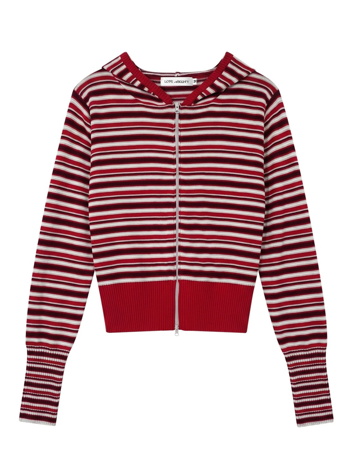 Striped Hooded Cardigan Bandeau Knit Set