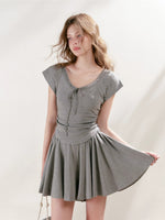 Lace-Trim Tie-Front T-Shirt & Skort Set