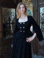 Mirage Vintage Lace-Collar Blazer & Flared Skirt Set