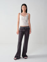 U-Neck Sleeveless Silver-Thread Camisole Tank Top