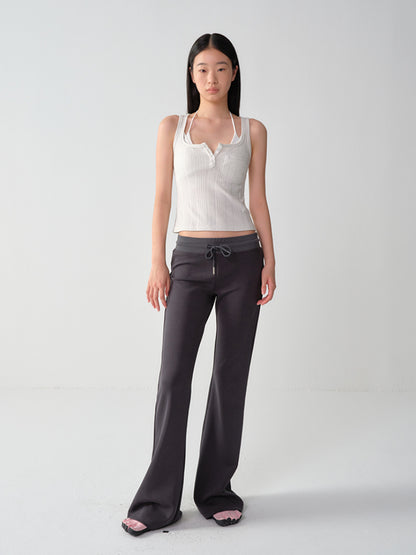 U-Neck Sleeveless Silver-Thread Camisole Tank Top