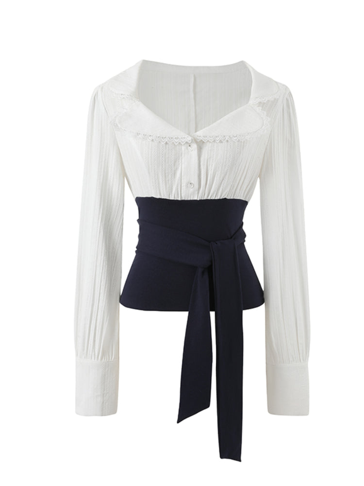 Navy Color-Blocking Shirt &amp; Pants Set