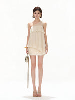 Asymmetric Chiffon Pleated Top