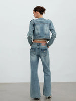 Cropped Washed Denim Jacket