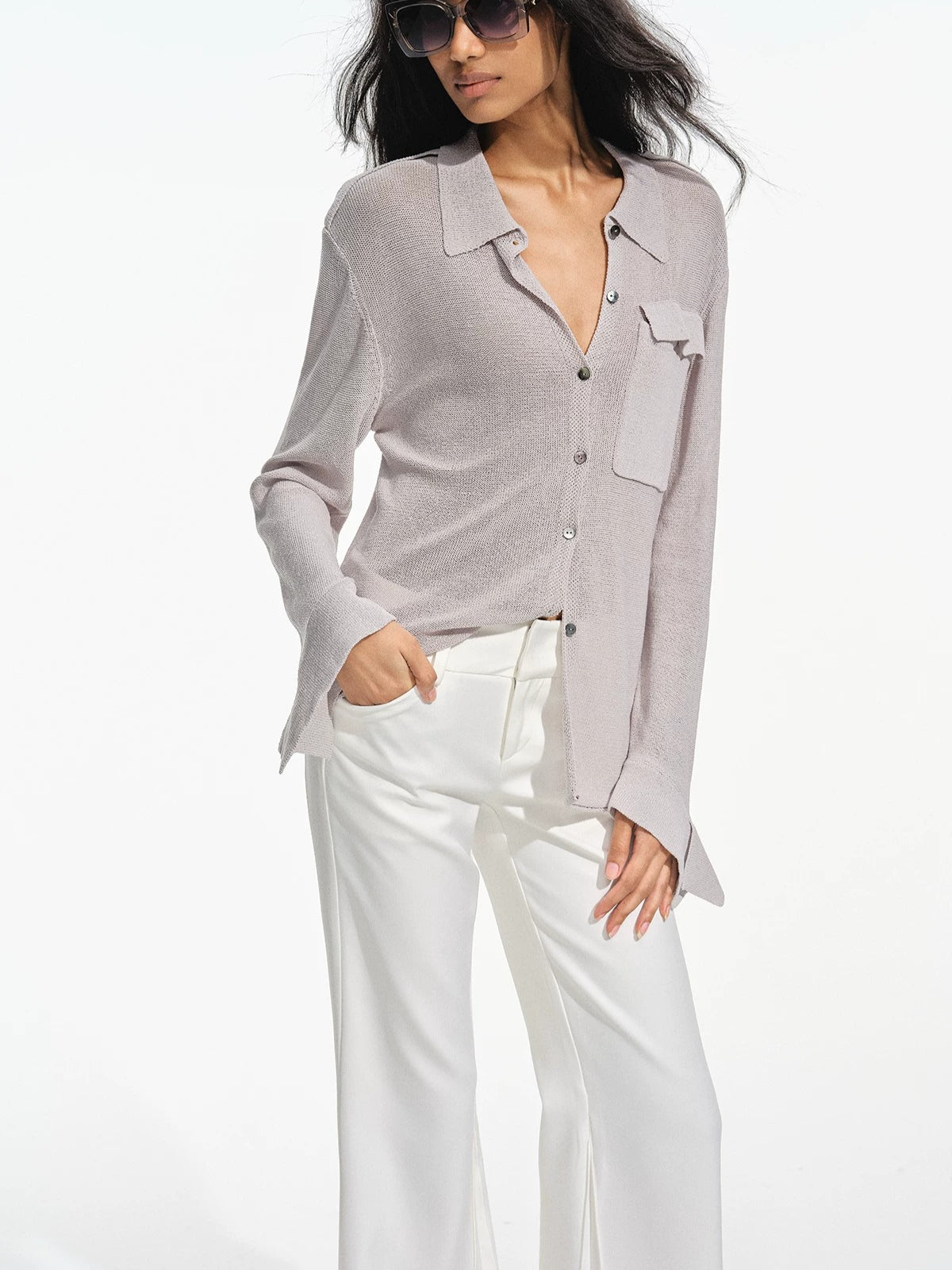 Textured Sheer Knit Shirt