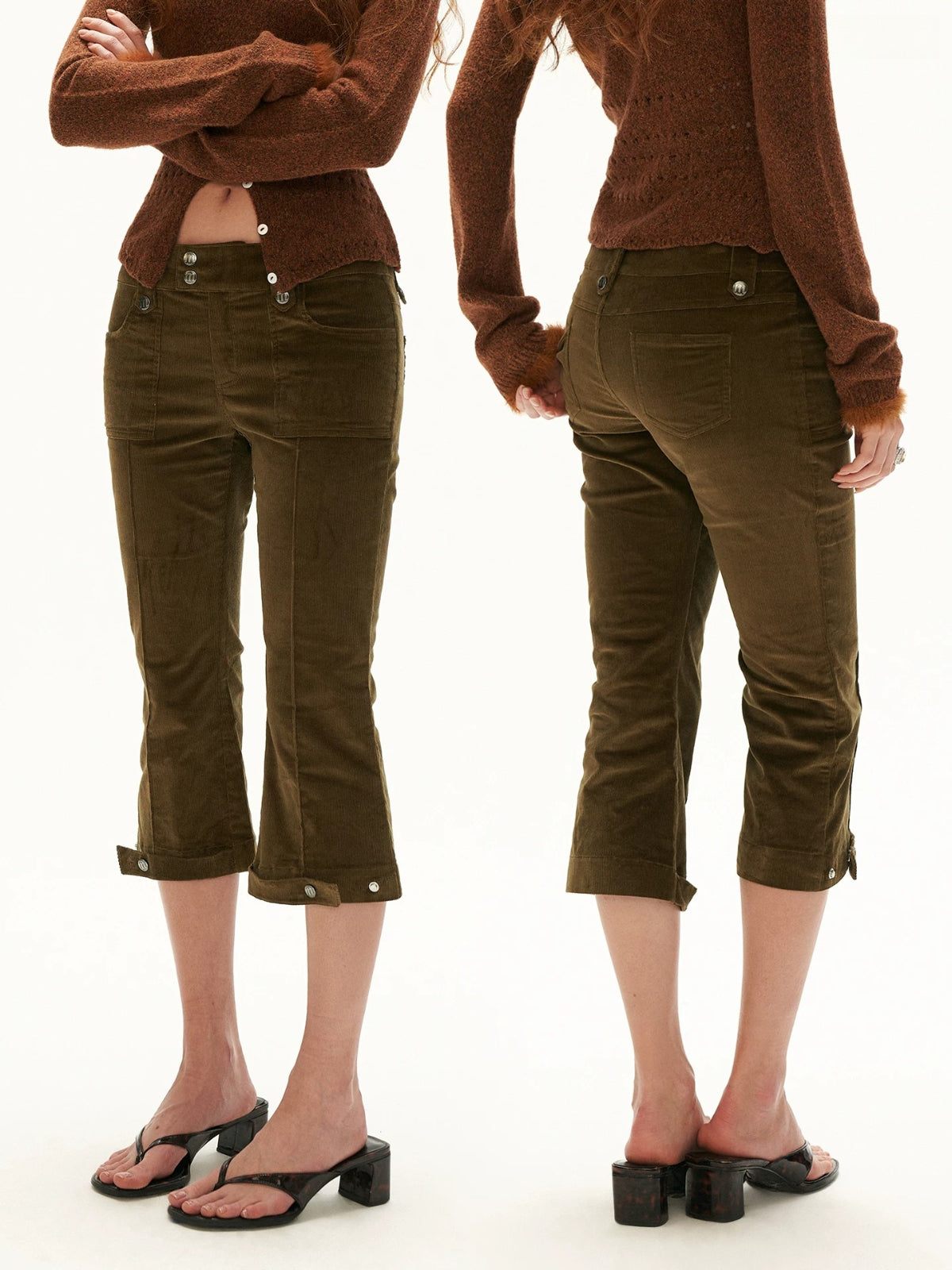 Tencel Cotton Corduroy Cropped Pants