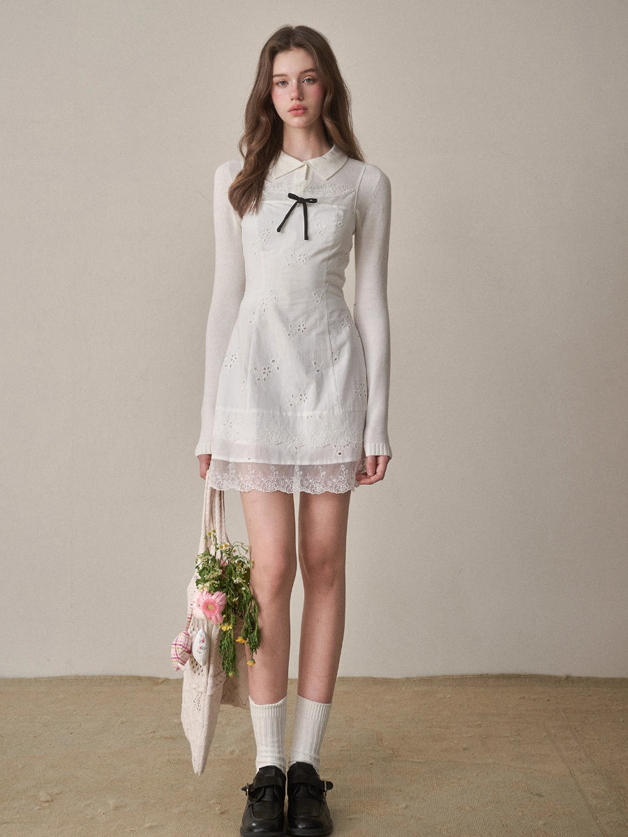 Cotton Embroidered Lace Slip Dress