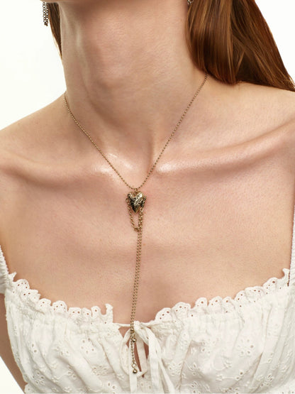 Heart Tassel Y Necklace
