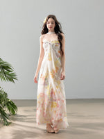 White Floral Halter Maxi Dress