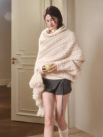 Celestial Wool Cable-Knit Shawl Scarf