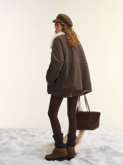 Fur Collar Drawstring Parka