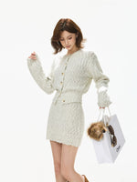 Wool Knit Cardigan & Skirt Set