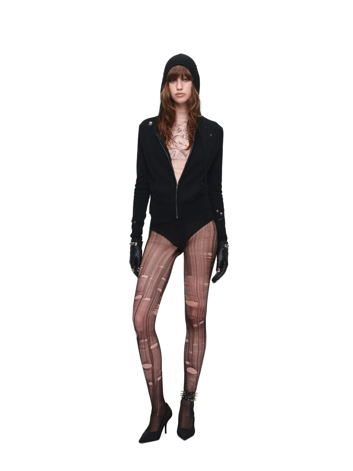 Distressed Hooded Knit Cardigan