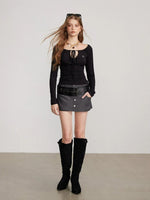 Convertible Tie Shoulder Long Sleeve Top