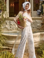 Linen Embroidered Three-Piece Set
