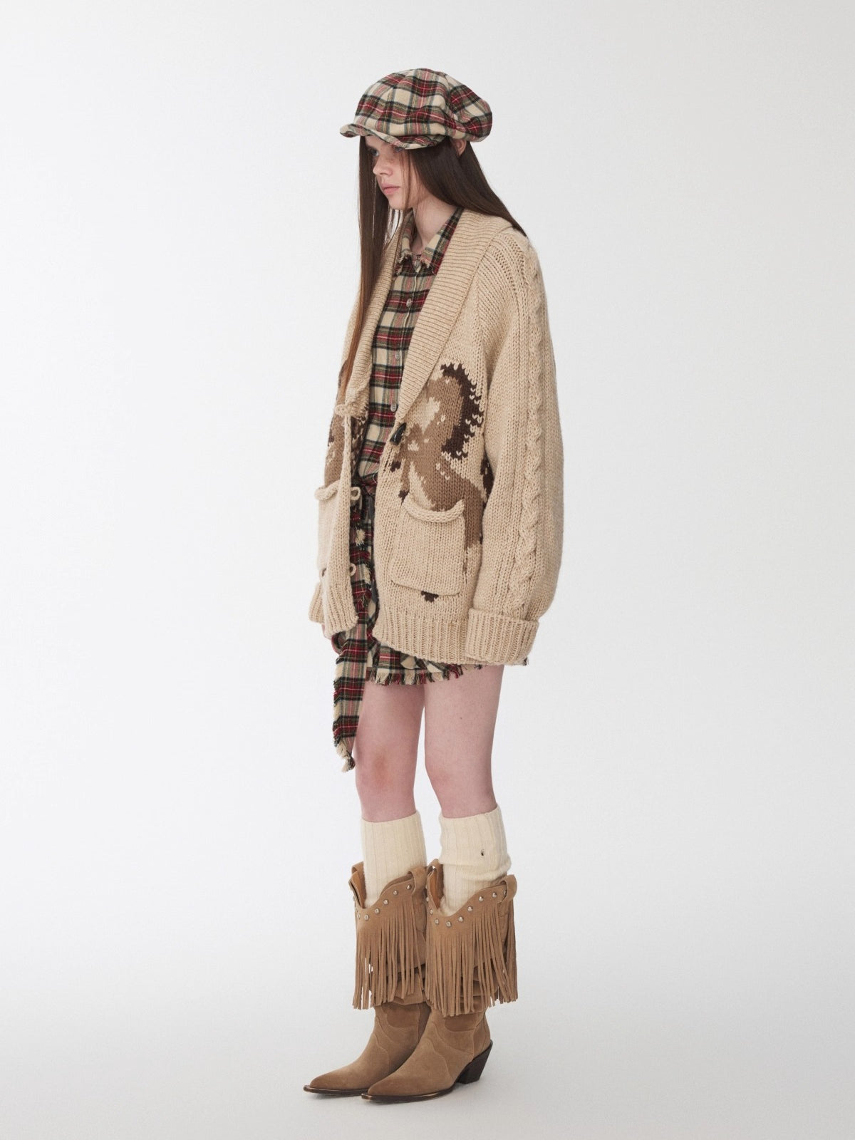 Vintage Check Newsboy Cap