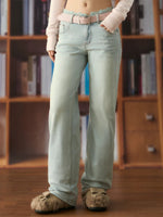 Light Wash Lace Waist Jeans