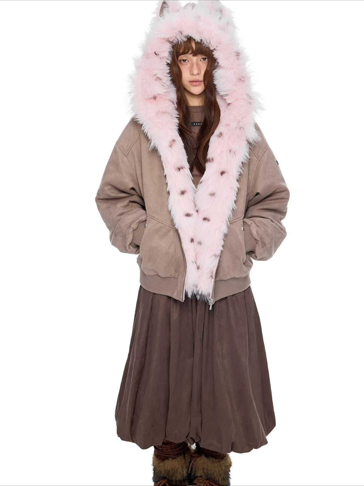 Faux Suede Cat Ear Jacket