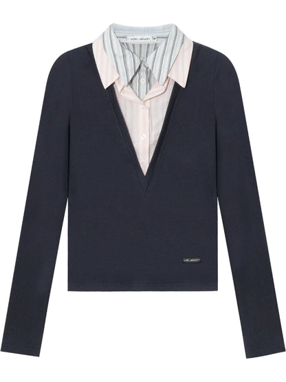 Fake Three-piece Contrast Color Polos