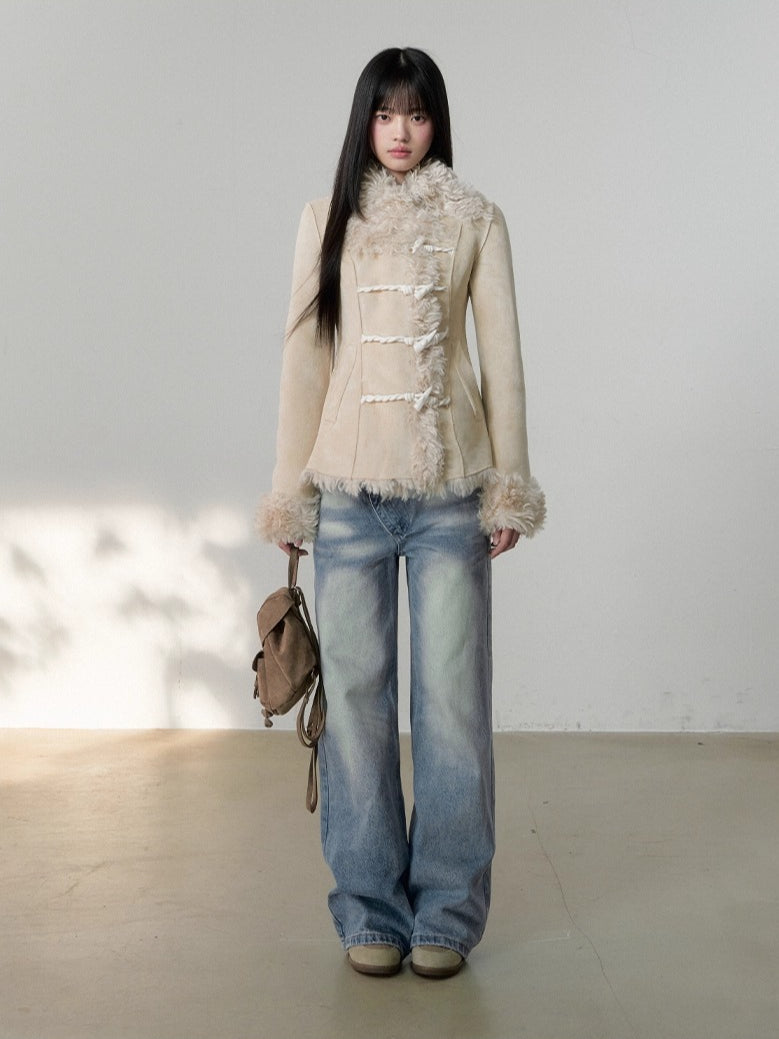 Faux Shearling Toggle Coat