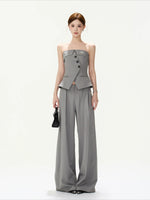 Asymmetrical Strapless Top & Trouser Set