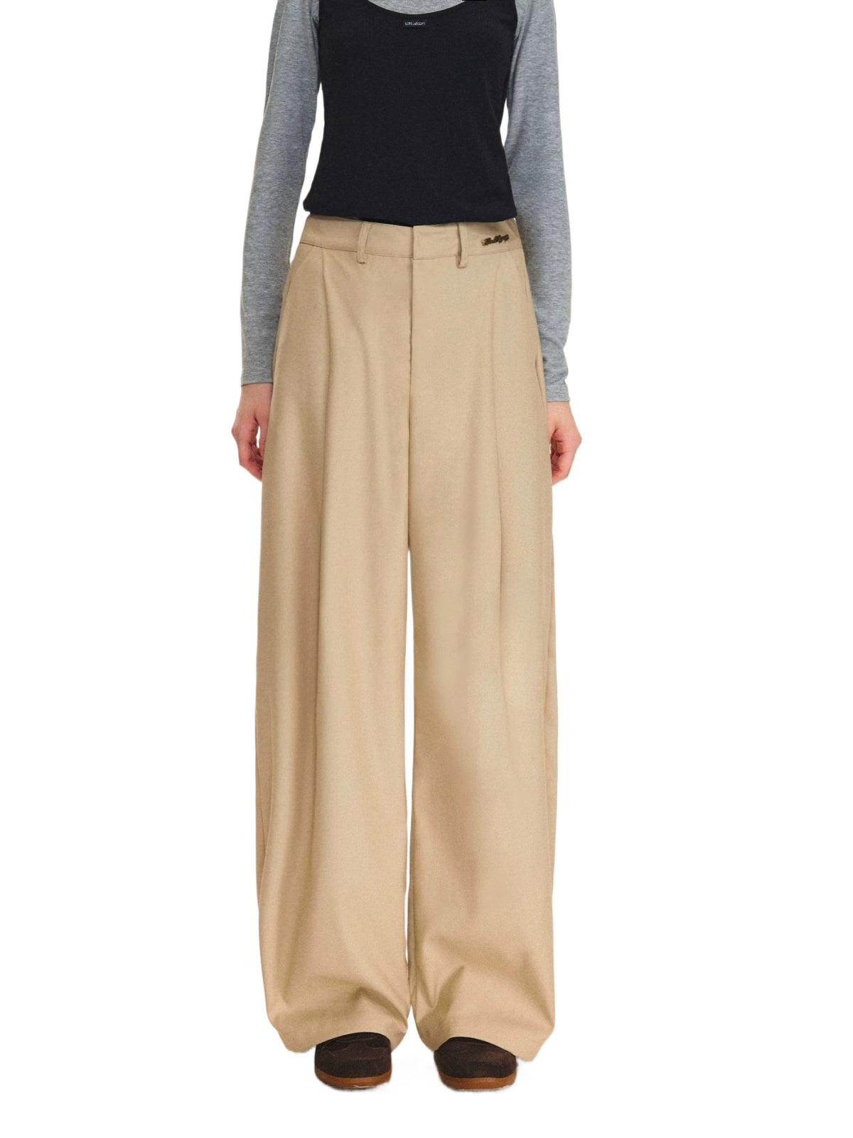 Minimalist Pleated Wide Leg Trousers