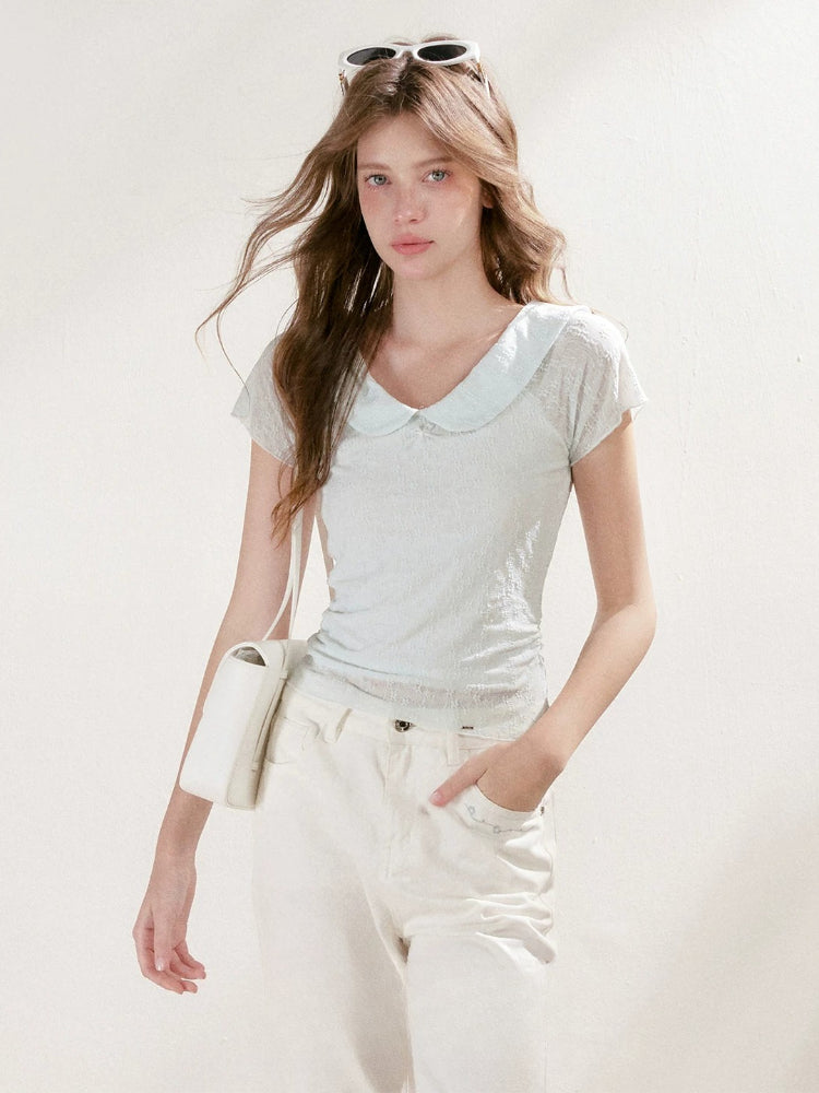 Floral Collar Knit Tee
