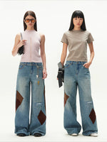 Contrast Patches Wide-Leg Pants