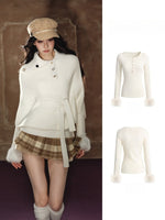 Detachable Faux-Fur Henry Neck Knit Set