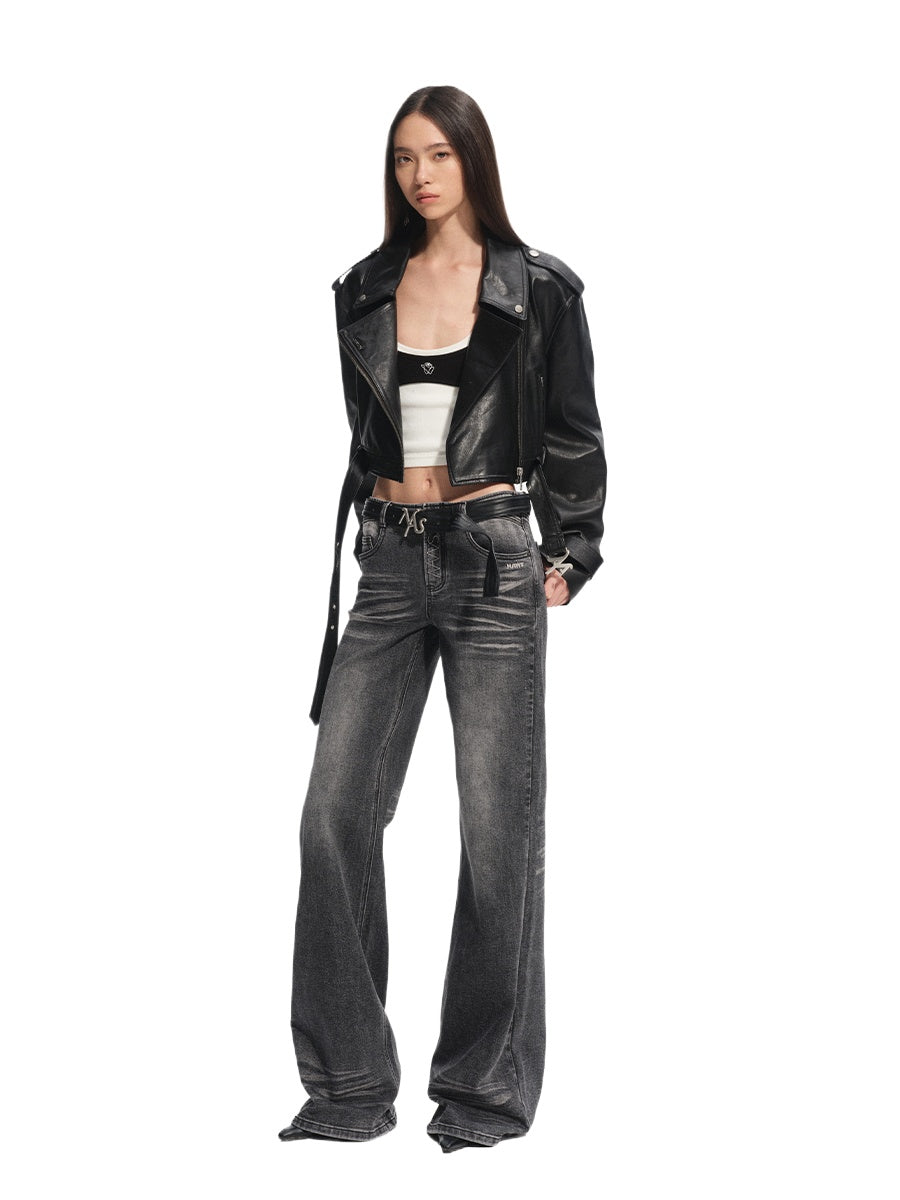 Black Manding Shearling Leather Jacket