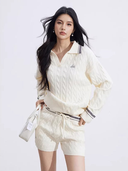 Colorblock Knit Polo &amp; Shorts Set