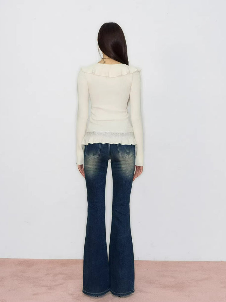 Layered Ruffle-Trim Knit Top