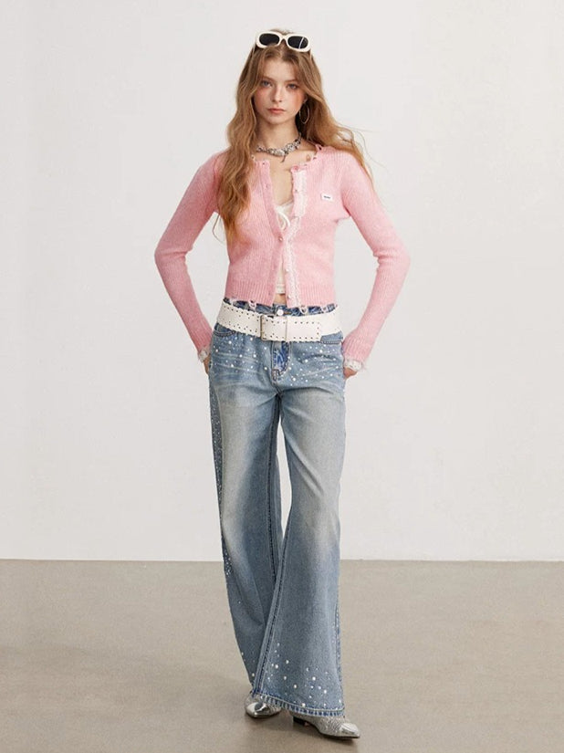 Lace Patchwork Distressed Sweater