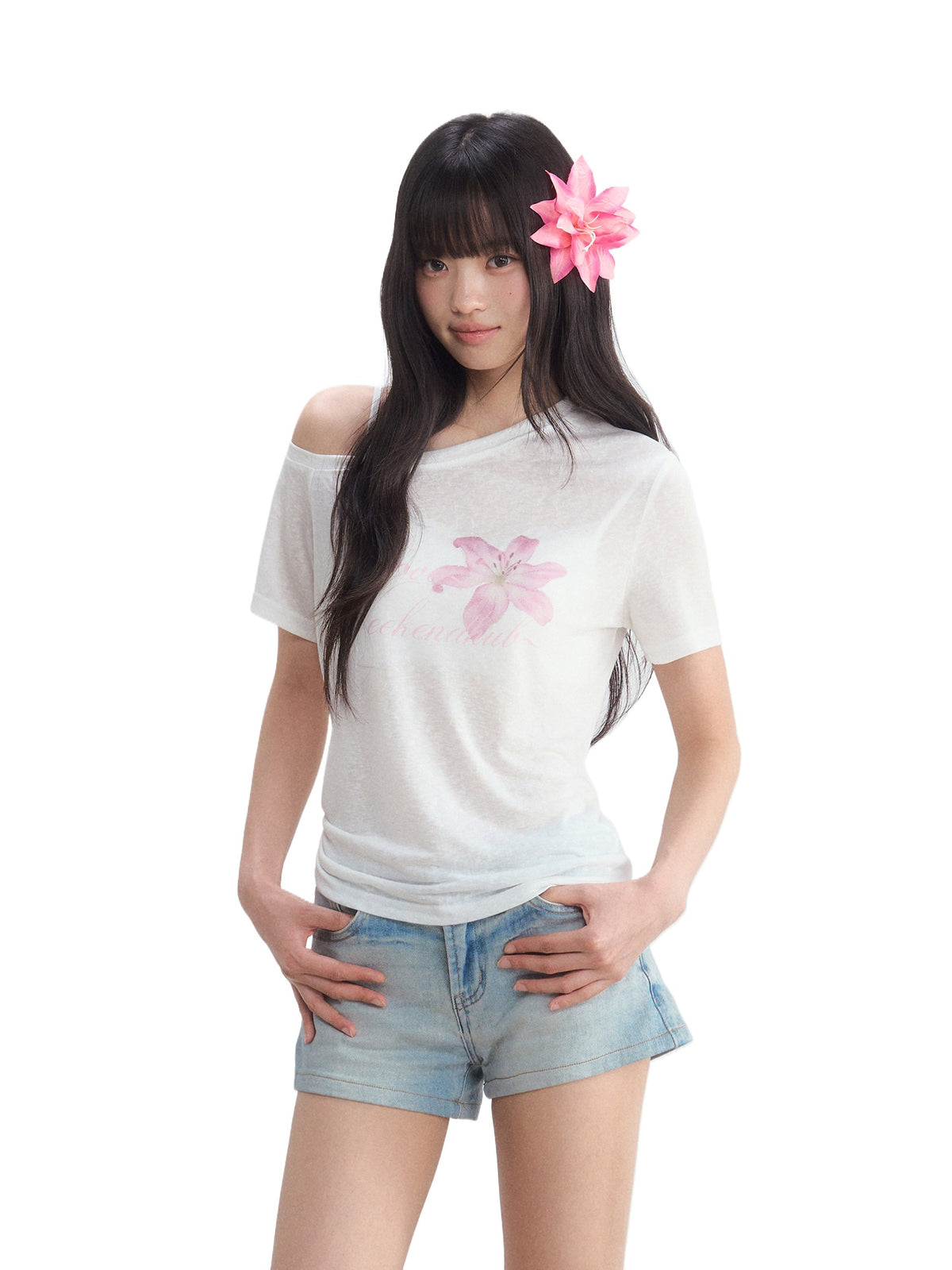Floral One-Shoulder T-shirt