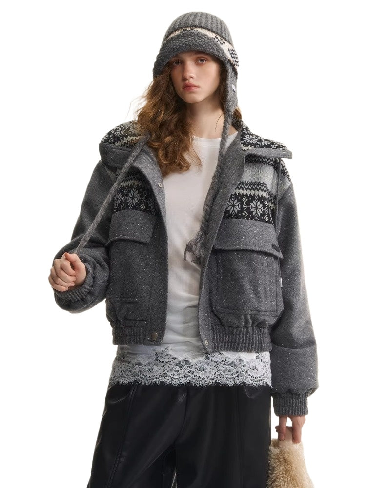 Fair Isle Hooded Down Jacket