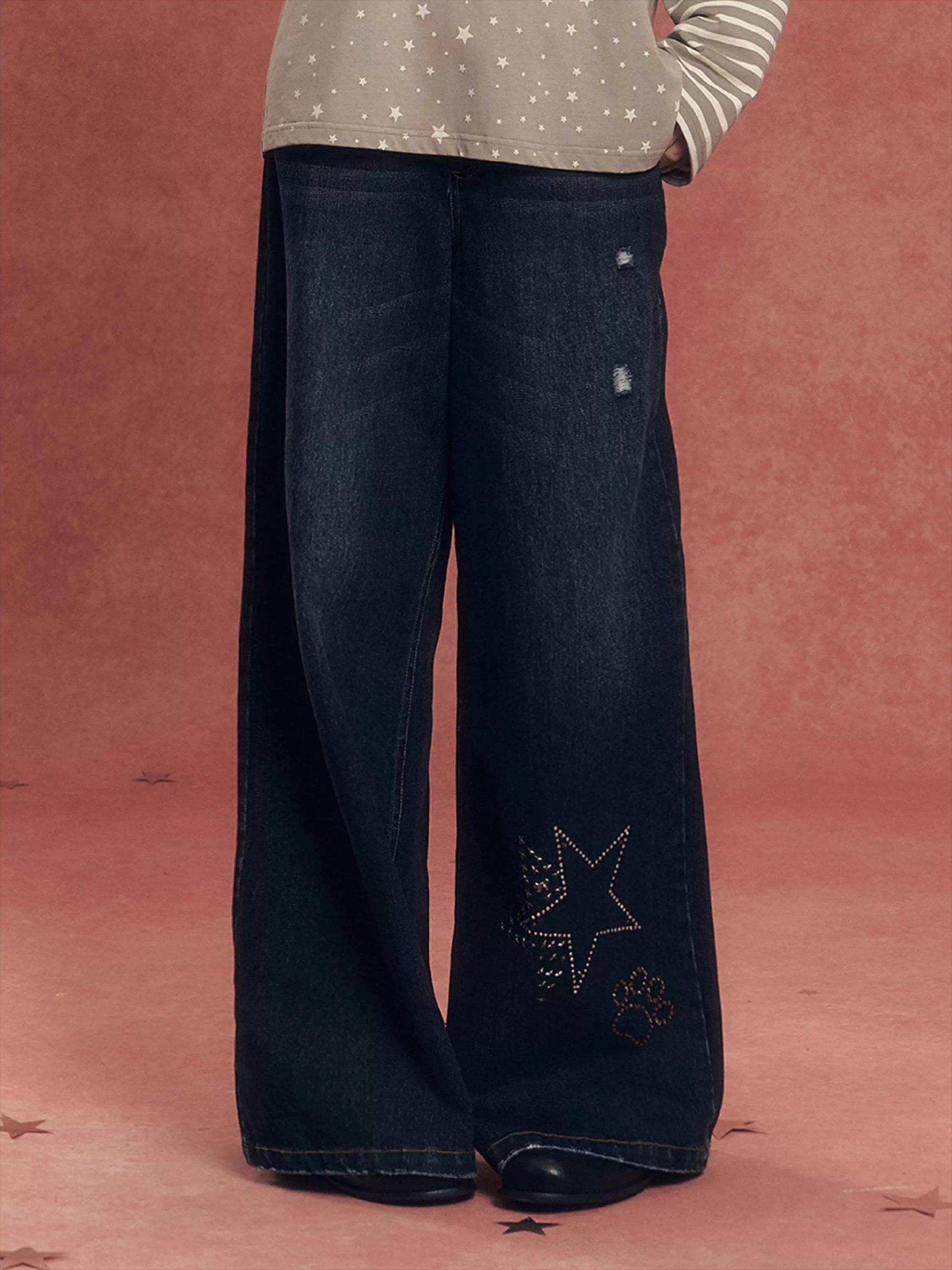 Star Paw Rhinestone Jeans